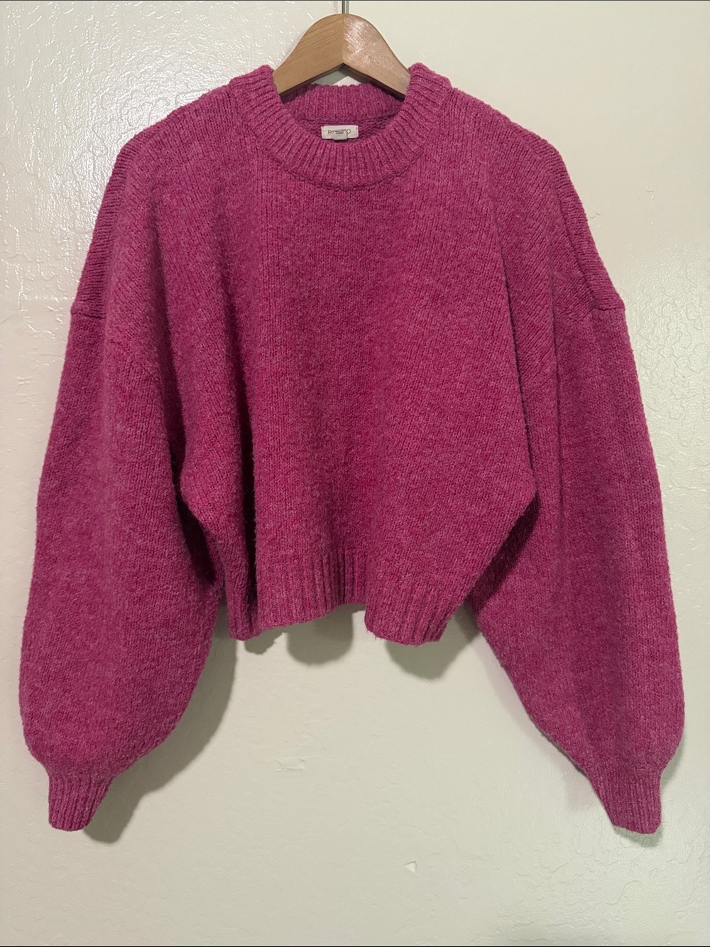 Pilcro x Anthropologie Pink Cropped Knit Oversized Sweater Size M